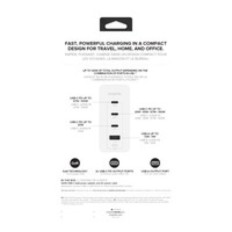 ZAGG Mophiewall Adapterusbcpdhub/120WGANWHITEUK(3XUSBC + 1XUSBA)