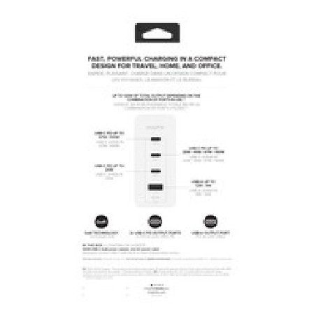 ZAGG Mophiewall Adapterusbcpdhub/120WGANWHITEUK(3XUSBC + 1XUSBA)