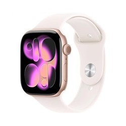 Apple Watch Series 11 GPS + Cellular 46mm Rose Gold Aluminium Case with Light Blush Sport Band - S/M