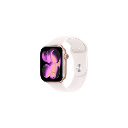 Apple Watch Series 11 GPS + Cellular 46mm Rose Gold Aluminium Case with Light Blush Sport Band - S/M