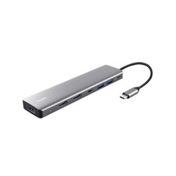 TRUST Dokovací stanice DALYX 7v1, 1xDP, 2xHDMI, 2xUSB-C, 2xUSB, šedá