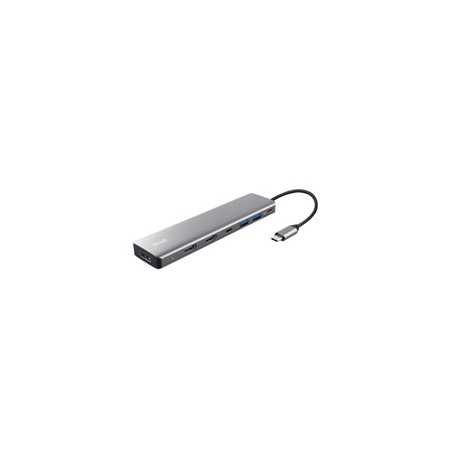 TRUST Dokovací stanice DALYX 7v1, 1xDP, 2xHDMI, 2xUSB-C, 2xUSB, šedá