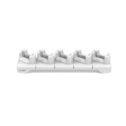 HC2X/HC5X Healthcare white 5-slot charge only cradle. Compatible with hand strap. Power supply, DC cable, and AC line cord sold