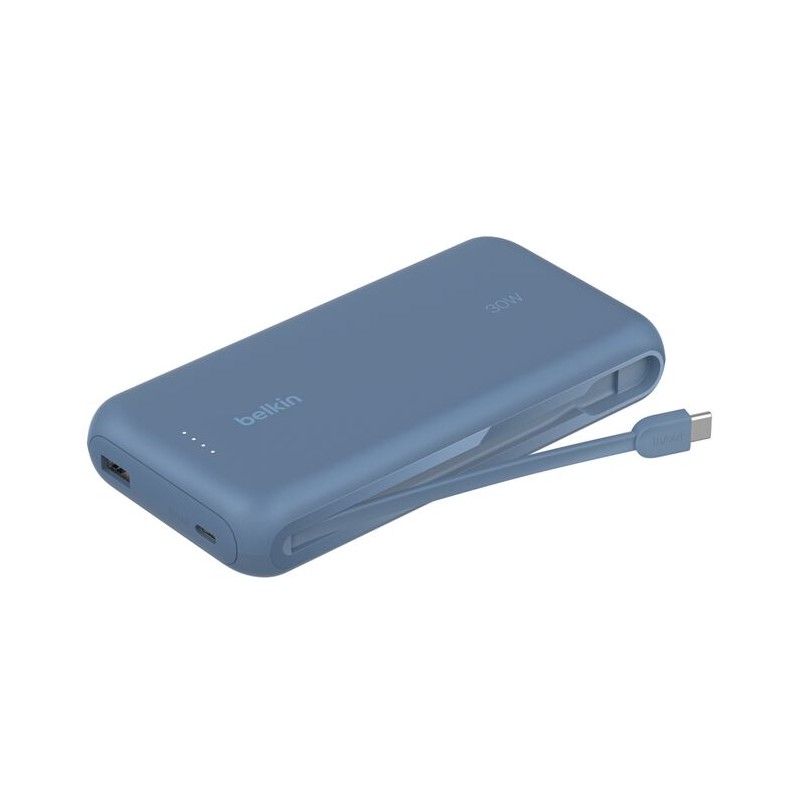20K PD30W INTEGRATED USB-C/CABLE POWER BANK BLUE