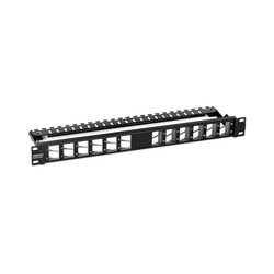 24-PORT BLANK ANGLED KEYSTONE/SHIELDED 1U PATCH PANEL