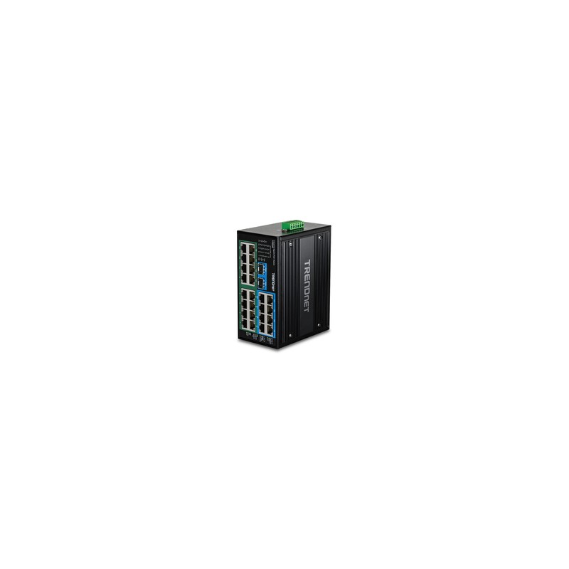 TRENDnet 26-Port Hardened Industrial/GB PoE+ DIN-Rail Switch