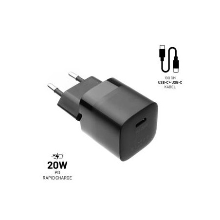 FIXED nabíječka, USB-C,USB-C/USB-C kabel,1m, 20W