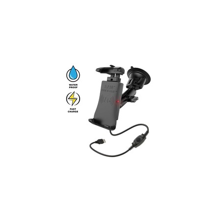 RAM® Quick-Grip™ 15W Waterproof Wireless Charging Suction Cup Mount