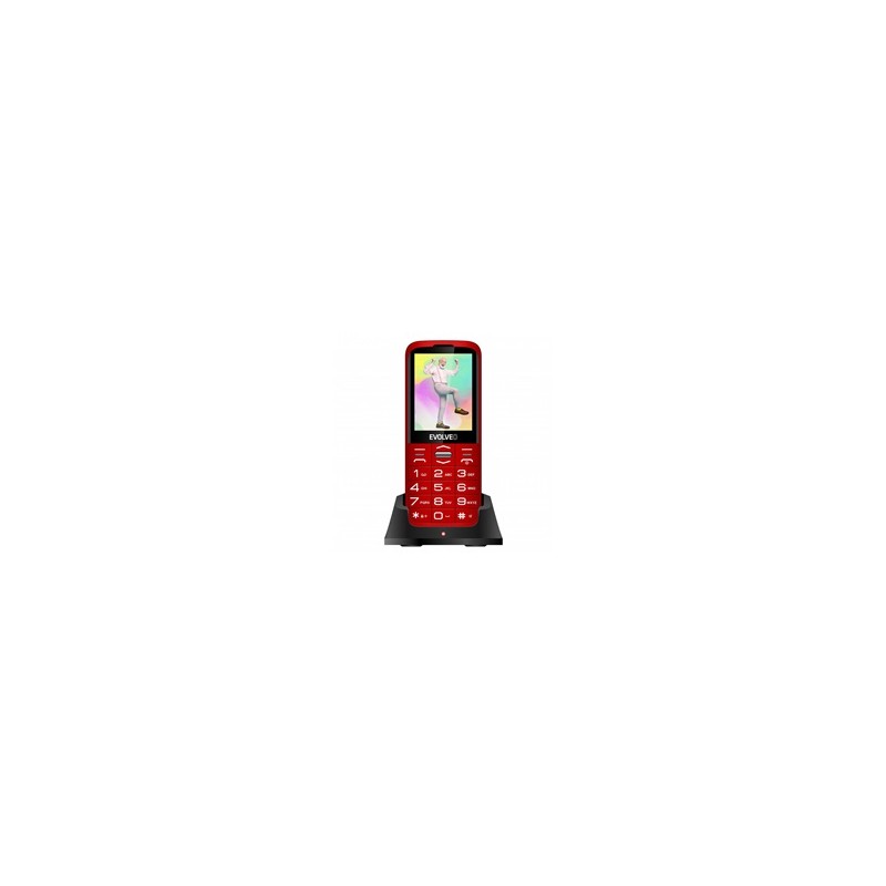 EVOLVEO EasyPhone XO, mobilní telefon pro seniory s nabíjecím stojánkem, červená