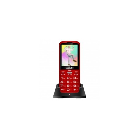 EVOLVEO EasyPhone XO, mobilní telefon pro seniory s nabíjecím stojánkem, červená