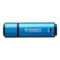Kingston Ironkey Vault Privacy 50C/64GB/USB 3.2/USB-C/Modrá