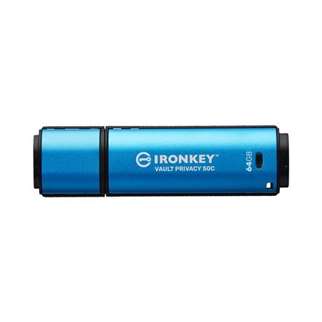 Kingston Ironkey Vault Privacy 50C/64GB/USB 3.2/USB-C/Modrá