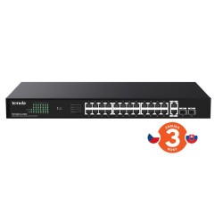 Tenda TEG1128P-24-250W (24xPoE 802.3af/at 10/100/1000Mbps, Uplink 2xRJ45 + 2xSFP) 230W