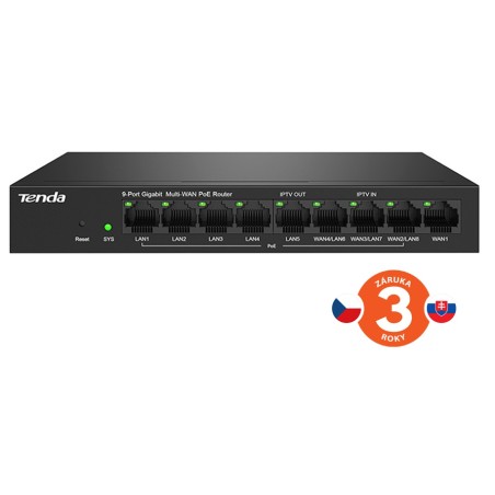Tenda G0-8G-PoE 9xRJ45 Gigabit PoE Router 8xPoE 802.3af/at, 10/100/1000Mbps