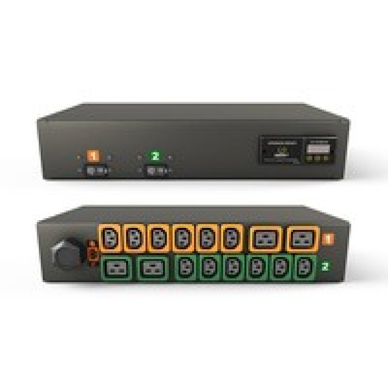 Vertiv Geist Rack PDU, Metered (upgradeable), 2U, input IEC 60309 230V 32A, locking outputs (12)C13 (4)C19 GI10026L
