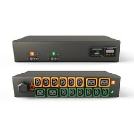 Vertiv Geist Rack PDU, Metered (upgradeable), 2U, input IEC 60309 230V 32A, locking outputs (12)C13 (4)C19 GI10026L