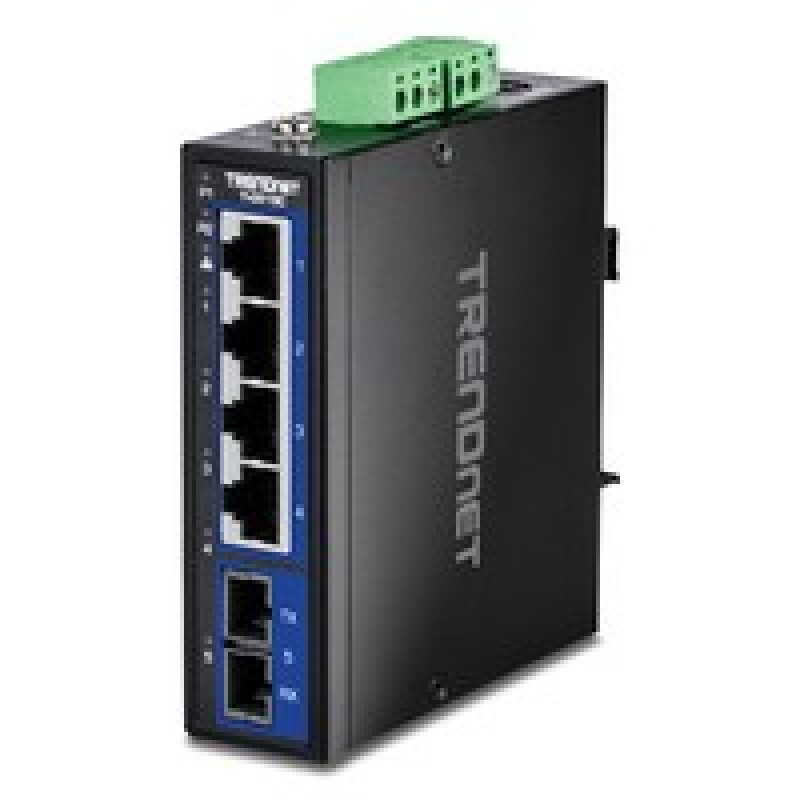 TRENDnet 5-Port Hardened Industrial GB/DIN-Rail Switch W.Multi-Mode