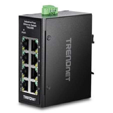 TRENDnet 8-Port Industrial Fast Etherne/DIN-Rail Mini Switch