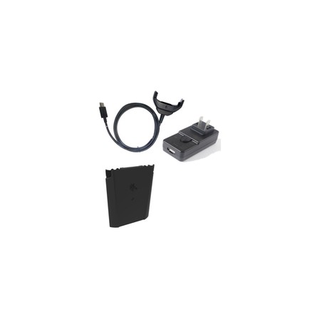 TC51/TC56 EU power kit, includes spare lithium ion Battery (4150 mAh), EU only USB wall charger, and a rugged USB charge cable.