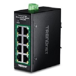 TRENDnet 8-Port Industrial Fast Etherne/PoE+ DIN-Rail Mini Switch