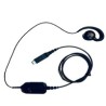 USB-C Wired Headset for PTT + VoIP w/ rotating ear piece for right/left ear wearing. Includes built-in PTT button and volume
