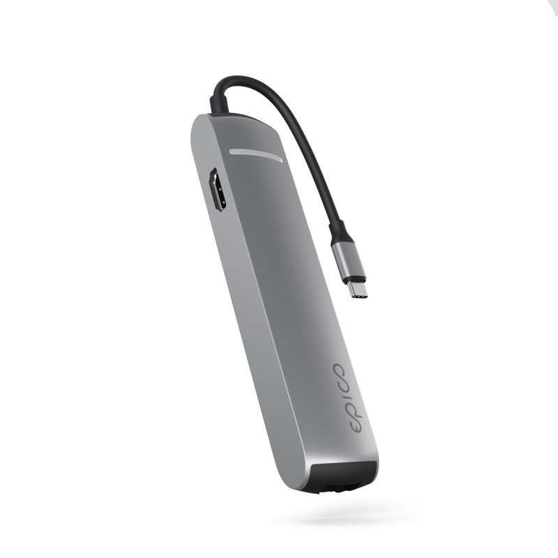 Epico 6v1 Slim Hub 8K s USB-C konektorem - šedá