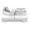 HC2X/HC5X Healthcare white single slot charge only cradle for 1 device and 1 battery. Power supply, DC and AC Line Cord sold
