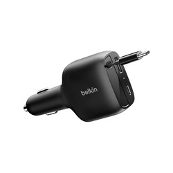 Belkin 75W 2-Port With Retractable/USB-C Cable Car Charger