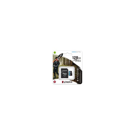 Kingston 128GB mSDXC Canvas GO Plus 170R/A2 U3 V30 Card+ Adapter