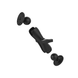 Drill-down mount with AMPS hole pattern, includes two round ball bases, adjustable double socket arm, and durable aluminum