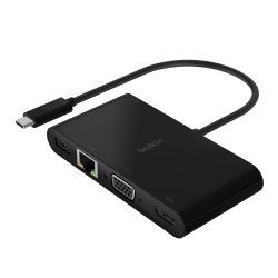Belkin USB-C TO Gigabit-Ethernet/HDMI/VGA/USB-A Adapter 100W PD Black