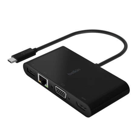 Belkin USB-C TO Gigabit-Ethernet/HDMI/VGA/USB-A Adapter 100W PD Black