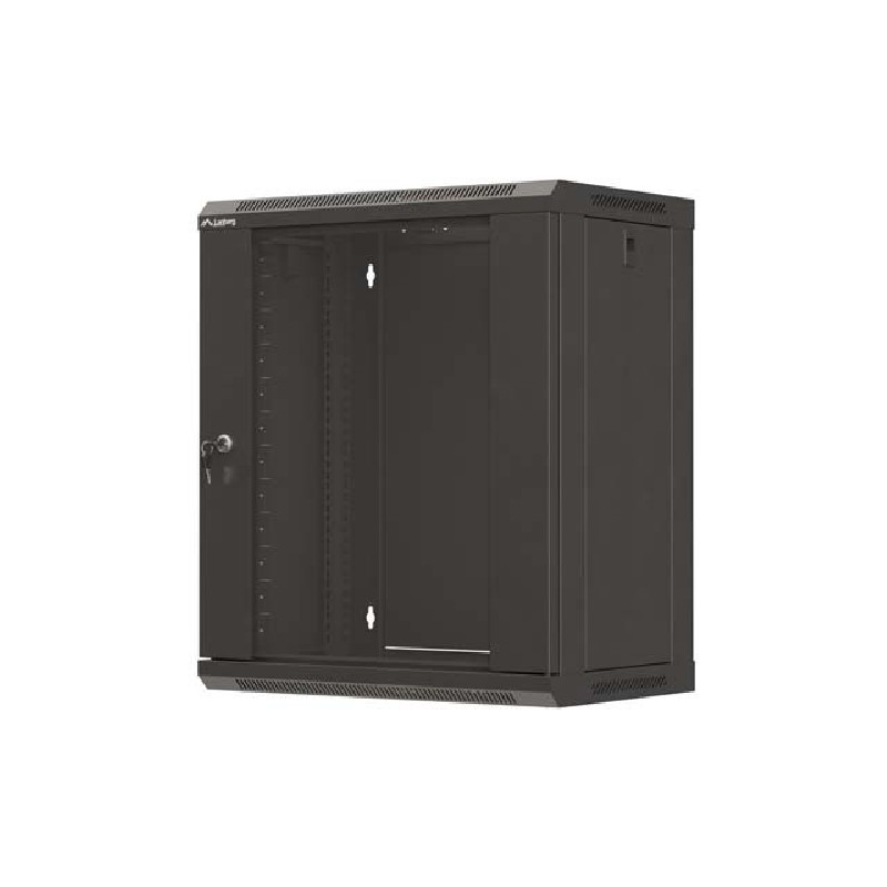 Lanberg 19" racková skříň pro montáž na stěnu 12U/540X350 (ploché balení) S prosklenými dveřmi černá