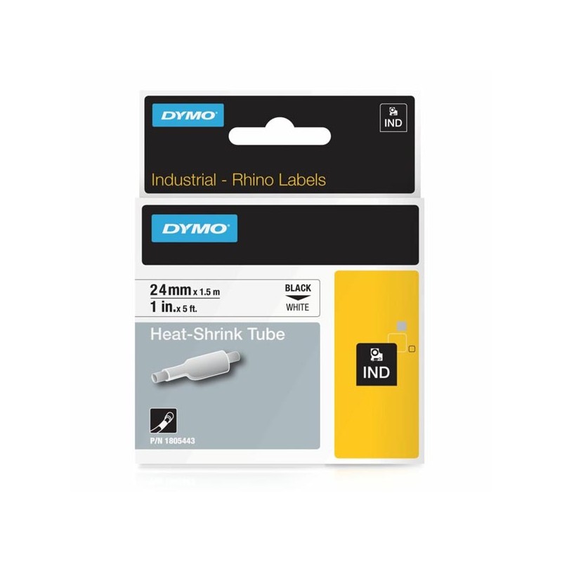 Dymo RHINO Heat Shrink Tube 24X 1.5/Black ON White IN