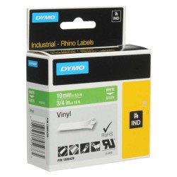 Dymo RHINO Band Ind Vinyl 19MMX5.5M/White ON Green