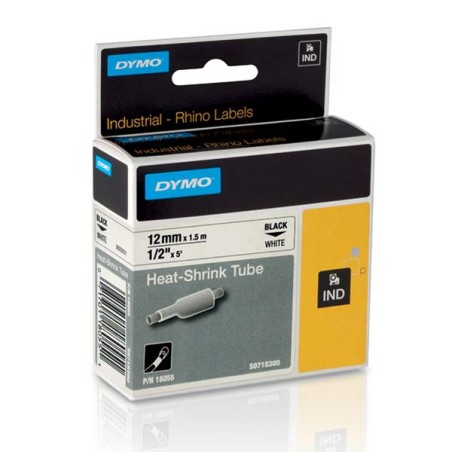 RHINO HEAT SHRINK TUBE 12X 1.5/BLACK ON WHITE IN