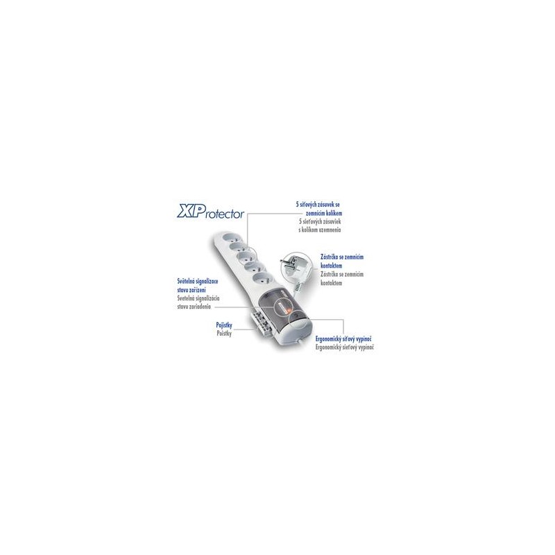 Rozvodný panel ACAR XProtector/3m 5x220V bílý
