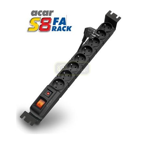 19" napáj.panel ACAR S8/5m 8x220V Black+přep.ochr.10A