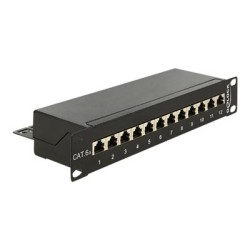 10 Patch Panel 12 Port Cat.6A black, 10 Patch Panel 12 Port Cat.6A black
