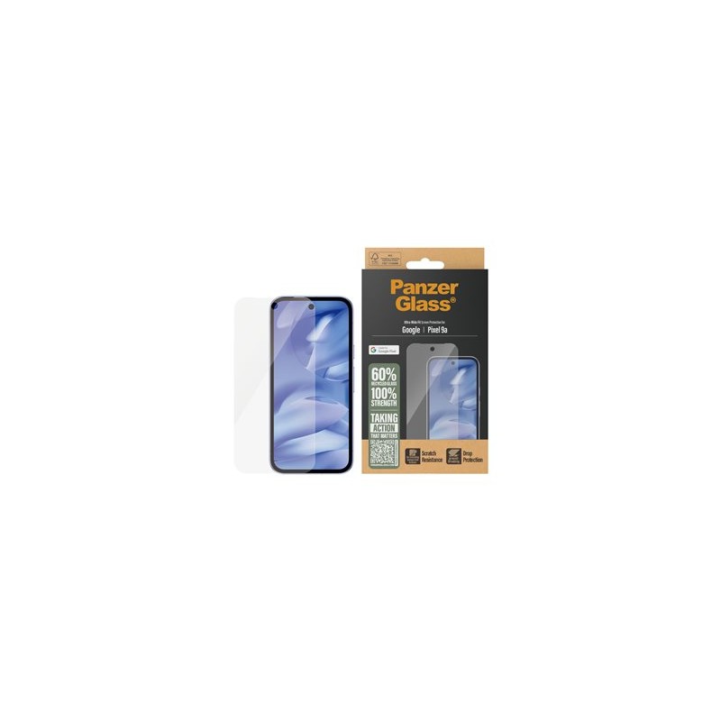 PanzerGlass - Ochrana obrazovky pro mobilní telefon - ultra široký tvar - sklo - barva rámu cerná - pro Google Pixel 9A