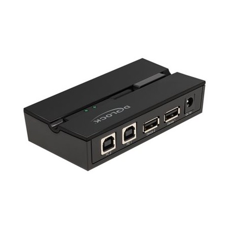 Delock - USB periferní sharing switch - 2 x USB 2.0 - pro připevnění na zeď, umožňuje montáž na povrchy 11492
