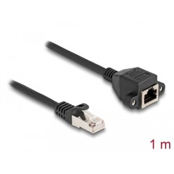 Delock - Sítový prodlužovací kabel - RJ-50 (M) do RJ-50 (F) s maticemi - 1 m - S/FTP - provedení bez hrbolku - cerná