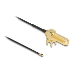 Delock - Kabel antény - SMA (R) 90° PCB do MHF 4L (Z) - 15 cm - 1.13 mm - koaxiál - cerná