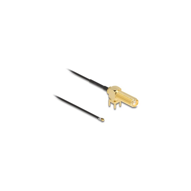 Delock - Kabel antény - SMA (R) 90° PCB do MHF 4L (Z) - 15 cm - 1.13 mm - koaxiál - cerná