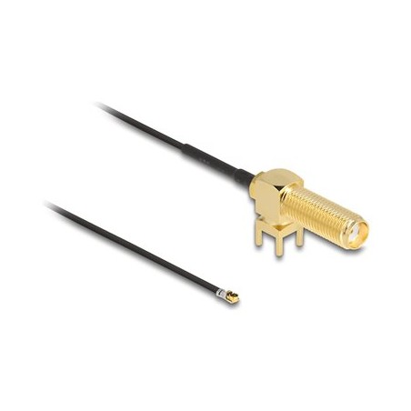 Delock - Kabel antény - SMA (R) 90° PCB do MHF 4L (Z) - 15 cm - 1.13 mm - koaxiál - cerná