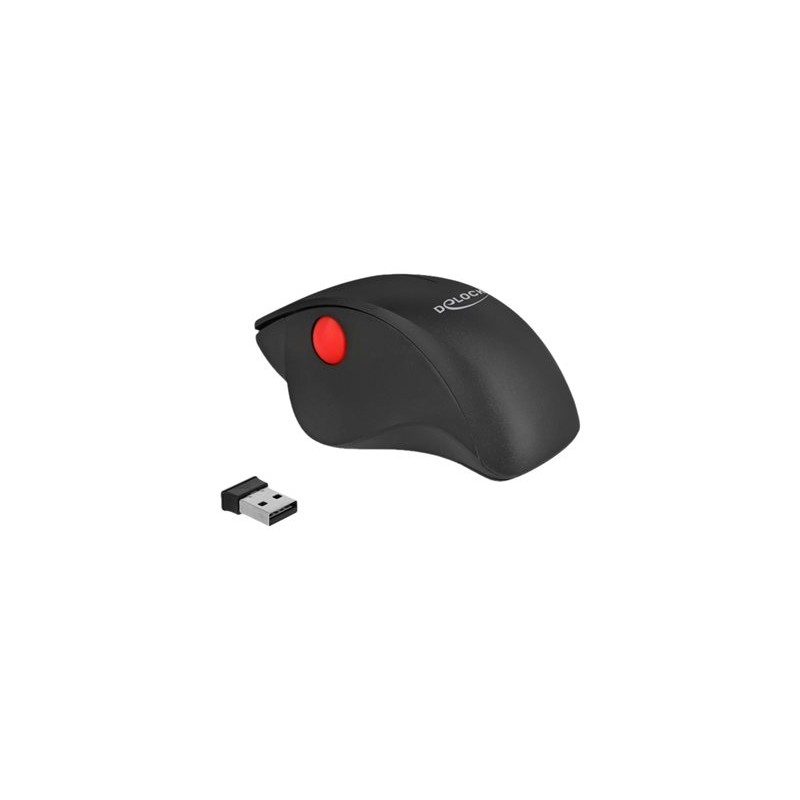 Delock Ergonomic - Myš - ergonomický - pravák - optický - 3 tlačítka - bezdrátový - 2.4 GHz - bezdrátový přijímač USB - černá