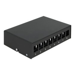 Delock - Záslepný patch panel keystone - montáž na stěnu, montáž na kolejnici DIN - černá - 8 portů