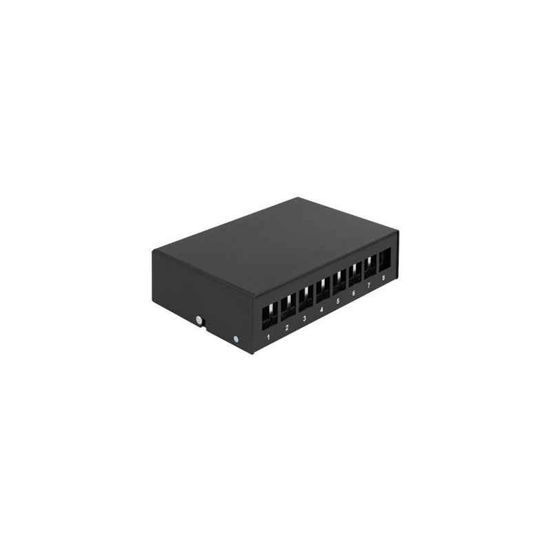 Delock - Záslepný patch panel keystone - montáž na stěnu, montáž na kolejnici DIN - černá - 8 portů