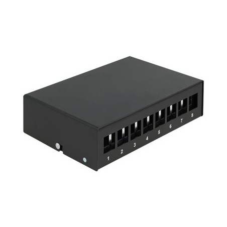 Delock - Záslepný patch panel keystone - montáž na stěnu, montáž na kolejnici DIN - černá - 8 portů