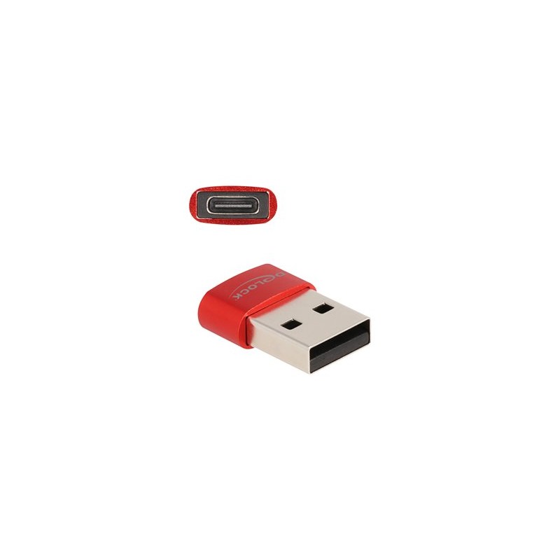 Delock - USB adaptér - USB (M) do 24 pin USB-C (F) - USB 2.0 - 5 V - 3 A - cervená